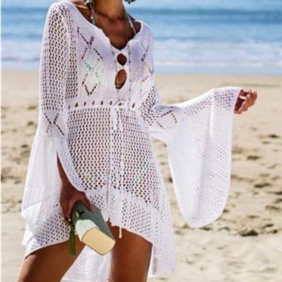 October Love White Lacey Look Swim Coverups - Picture 2 of 6